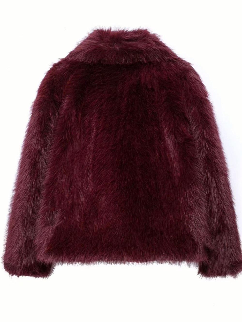 Burgundy Faux Fur Cropped Jacket - L - Picture 5 of 9